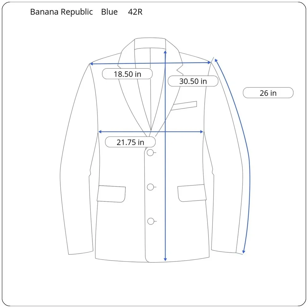 Banana Republic Lanificio Cerruti Dal‎ 1881 Navy Blue Wool Suit Jacket Men's 42R